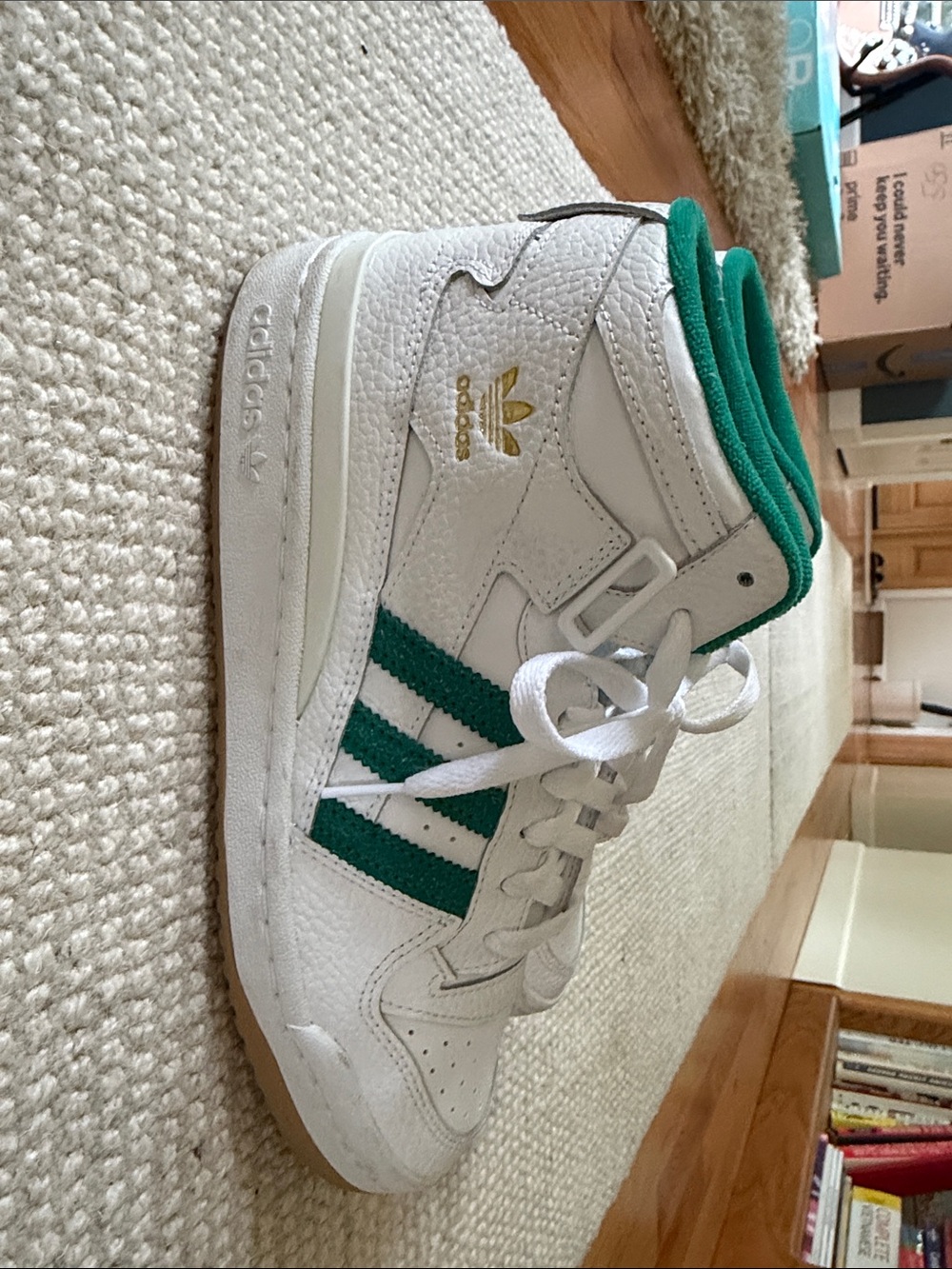 Adidas Women’s Mid-Top Sneakers in White and Green